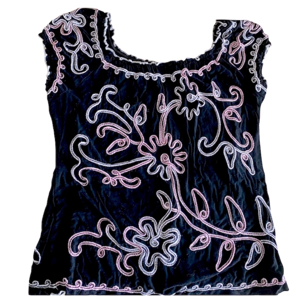 ✨[3/$16] Off-shoulder Stretchy Top Flower Embroidery